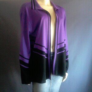 Ming Wang Purple Black Open Jacket L